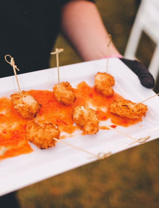 bang bang shrimp appetizer at wedding